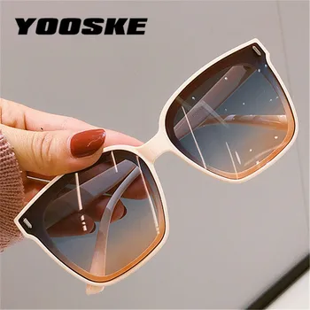 YOOSKE Zīmols Vintage Laukumā Saulesbrilles Vīriešiem, Sievietēm Lielgabarīta Sunglass Sieviete Retro Melnās Saules Brilles Toņos Ieplests UV400