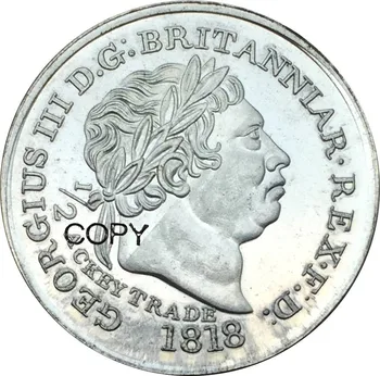 Zelta Piekrastē Britu Priekšpostenis Džordžs III Pierādījumu, 1/2 Ackey 1818 Pārklājumu Sudraba Monētu Kopijas