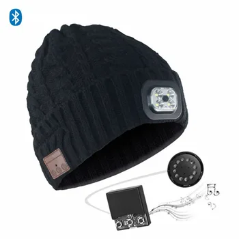 Ziemas Siltā Bluetooth Lukturis Cepuri, Austiņas Beanie ar LED Mūzikas Klp Braukšanas, Pastaigu, Sporta iebūvēti Skaļruņi&Mic Earbuds