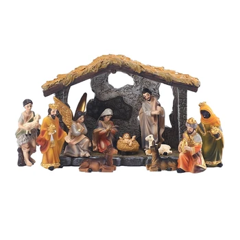 Ziemassvētku kristus dzimšanas Statuetes Uzstādīt Jēzus kristus dzimšanas Silītē Skatuves Rotājumu Komplekts Roku Apgleznoti Mājas Guļamistaba Biroja Telpās
