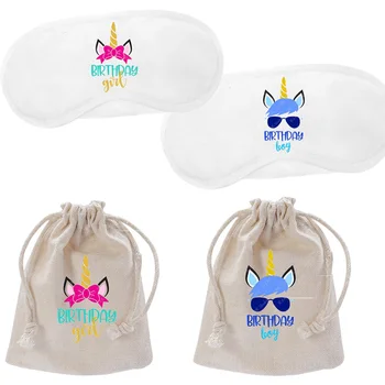 zēns meitene Unicorn tēma pirmajā 1st 2th 3th 4 5 6 7 8 9 10 dzimšanas dienas svinības Apdare dāvanu labu konfekšu maisu miega maska