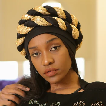 Āfrikas Vītā Virve Galvas Wraps Elegants Retro Turban Sievietēm Musulmaņu Lakatu Klp Dāmas Beanies Caps Musulmaņu Headpiece