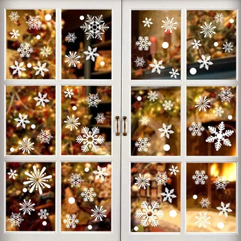 36pcs/daudz Baltu Sniegpārslas Logā Uzlīmes Ziemassvētku Sienas Uzlīmes, Stikla Logu Decals Jaunā Gada Dāvanu Navidad Apdare