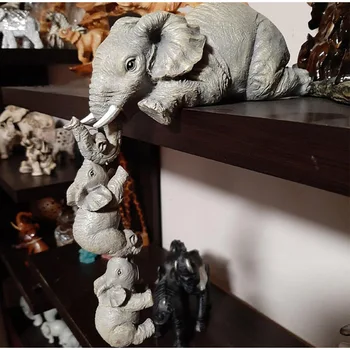 1 Gabals Ziloņi Māte Karājas 2-Bērnu Statuetes Sveķu Laivas Rotājumu Miniatūras Figūriņas, Amatniecība, Dāvanas Dzīvnieku Mājas Apdare