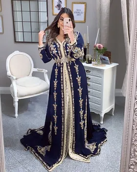 2022 Marokas Caftan Balli Vakara Kleitas Izšuvumu Appliques Musulmaņu Kafutan drēbes soirée femme arābu Puse Kleitas vestidos de