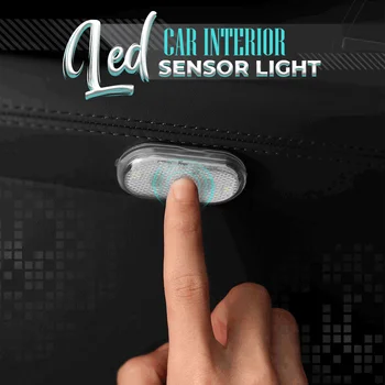 Automašīnas salona LED Sensor Light Touch Slēdzis Apgaismojuma Automātiskā Bezvadu Apkārtējā Lampas Portatīvo Nakts Lasījumā Vieglās Automašīnas salona Atmosfērā