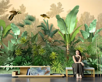 beibehang papel de parede Pielāgotu mūsdienu papier peint guļamistaba, dzīvojamā istaba tropu rainforest augu ainavu fona tapetes