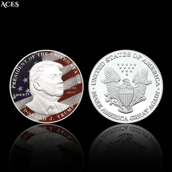 Donald Trump SUDRABA Monētu Kolekciju, ASV Prezidents Krāsu Apšuvuma Monētu Kapsula Dievam Mēs ticam Monētas Festivāla Suvenīru, Dāvanu