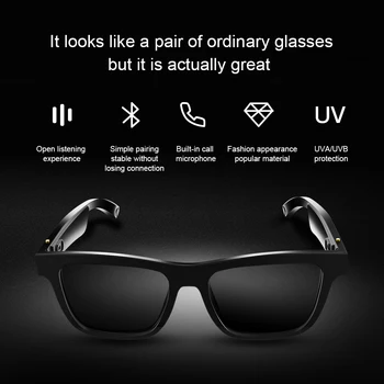 GILEO Smart Mūzikas Brilles Bluetooth Bezvadu Austiņu Saulesbrilles, Āra Sporta brīvroku Zvanīšana Brilles Mikrofona Skaņu
