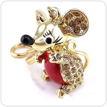 Gudrs laimīgs zodiaka peli keychain somā atslēgu gredzens šarmu peli dzīvnieku rotaslietas dāmas dāvanas auto keychain apdare dāvanas
