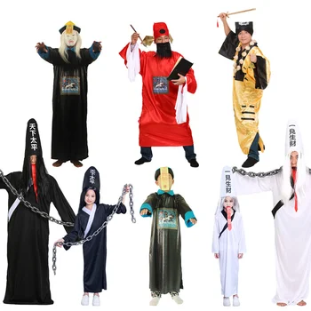 Halloween Cosplay Ķīniešu Spoku Tērpu Ērtas Unisex Pieaugušo Svētku Kostīms Polyester Cos Zombiju Lomu Spēlē Taoist