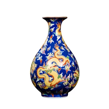 Jingdezhen Keramikas Vāze Apdare antīko porcelāna emalju famille rozes vāzē pūķis dizaina vāze dāvanu classic home