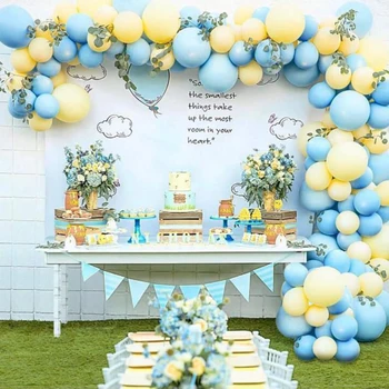 Klasiskās Pūks Bāli Zils Un Dzeltens Baby Dušas Balonu Vainags Komplekts Vinnijs Pūks Lācis 1. Dzimšanas dienu, Pirmo Bišu Dienu Balonu Arkas