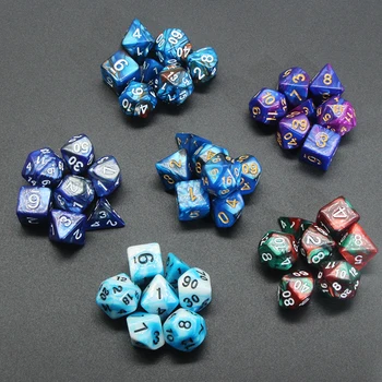Necaurspīdīgas Krāsas Polyhedral 7-Gabals RPG Kauliņu Komplekts D4 D6 D8 D10 D% D12 D20 uz Galda Lomu Spēles DND
