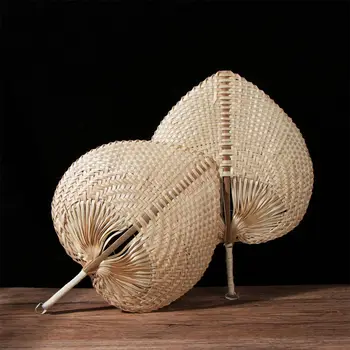 Roku darbs DIY Rafija Vasaras Ventilatora Sirds Formas Bambusa Aušanas Puses, Fani Ar Rokturi Vēja Dzesēšanas Instrumentus Ķīnas Mūris Arts Dekors