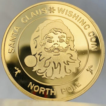 Santa Claus Vēlas Monētas ziemeļpola Piemiņas Monētas Zelta Pārklājumu Souvenris un Dāvanu Ziemassvētkos Mājās Rotājumi