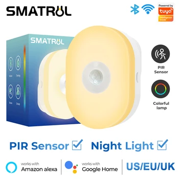 WiFi Tuya Smart PIR Kustības Sensoru, Led Nakts Gaismas Detektors APP Bezvadu Mājas Automatizācijas Sistēma App Balss, Alexa, Google Home